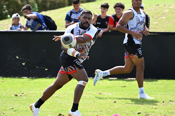 Le capitaine des Norths Devils, Kierran Moseley, photographié lors d'un camp des All Stars autochtones.
