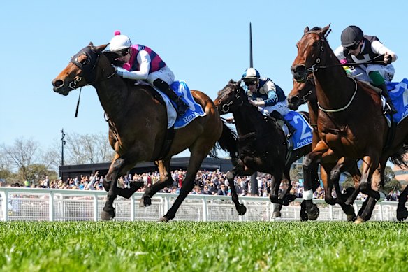Rey Magnerio avec Jye McNeil à bord gagne à Caulfield samedi.