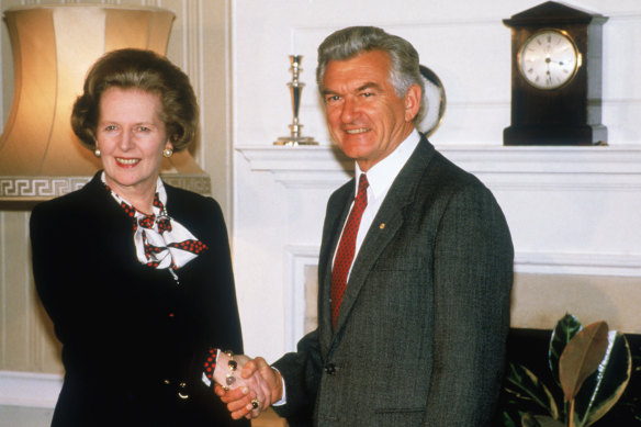 Bob Hawke et Margaret Thatcher en 1986. 