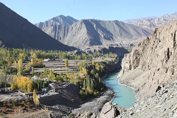 La vallée de l'Indus dans le désert froid du Ladakh, en Inde.