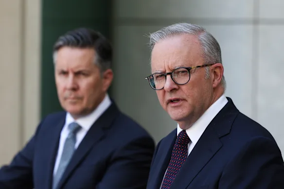 Le ministre de la Santé Mark Butler et le Premier ministre Anthony Albanese.