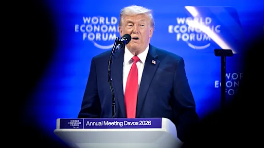 Le président américain Donald Trump s'exprime lors de la 56e réunion annuelle du Forum économique mondial à Davos, en Suisse.