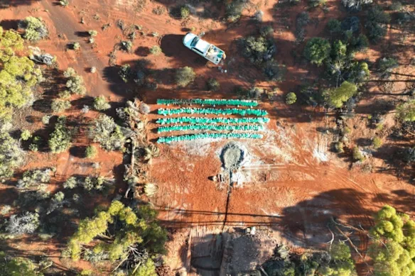 Une photo à vol d'oiseau de la zone aurifère de la zone Nord de Riversgold, à l'extérieur de Kalgoorlie, en Australie occidentale.