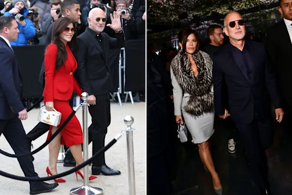 Lauren Sanchez Bezos et Jeff Bezos arrivent aux défilés haute couture Schiaparelli et Dior lors de la Fashion Week de Paris.