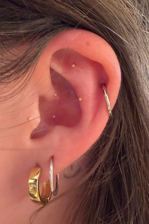 Cinq de mes graines d'oreille peu de temps après l'application.