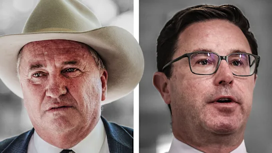 Le député de One Nation Barnaby Joyce et le leader des Nationaux David Littleproud.