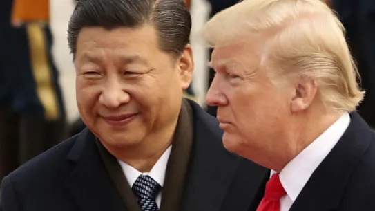 Le président chinois Xi Jinping avec le président américain Donald Trump.