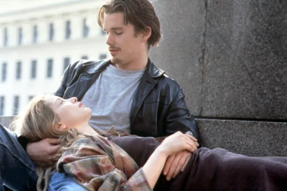 Hawke, avec Julie Delpy, dans Before Sunrise, le point culminant du cinéma.