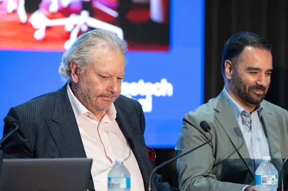 Le co-fondateur de WiseTech, Richard White (à gauche) et le PDG Zubin Appoo en novembre.