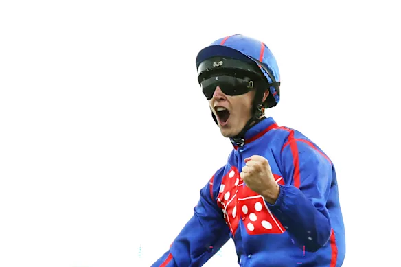 Zac Lloyd après avoir remporté le Golden Slipper sur le colt Guest House de Home Affair.