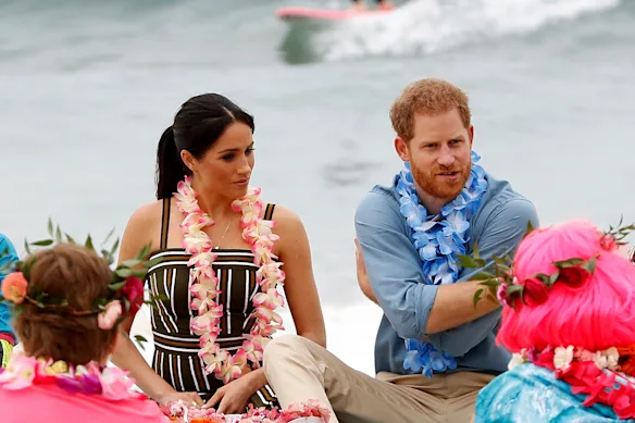 Meghan et Harry à Bondi Beach lors de leur dernière visite en Australie en octobre 2018.
