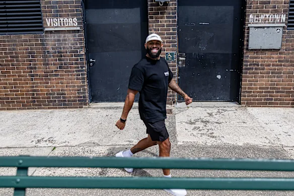 Tout sourire : Josh Addo-Carr à Erskineville Oval hors saison.