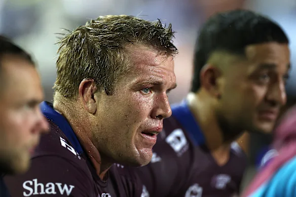 Jake Trbojevic assiste à la défaite de Manly contre les Roosters.