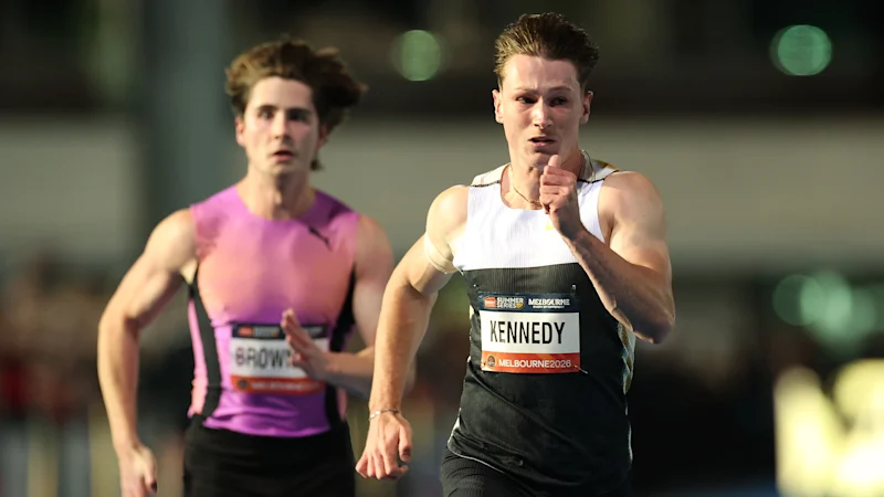Lachlan Kennedy réalise un chrono fulgurant pour remporter le 100 mètres la nuit où il affronte Gout Gout