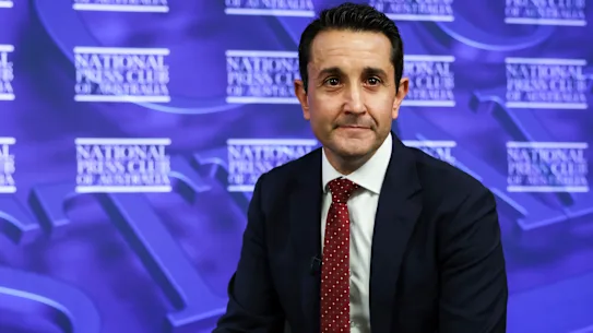 Le Premier ministre du Queensland, David Crisafulli, avant un discours devant le National Press Club of Australia à Canberra mercredi.