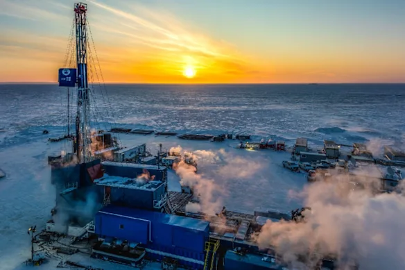 Une plate-forme de forage de glace sur le projet pétrolier North Slope de 88 Energy, dans le nord de l'Alaska.