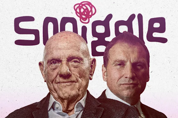 Solomon Lew (à gauche) et l'ancien PDG de Smiggle, John Cheston.