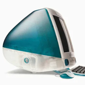 L'iMac d'Apple combinait l'ordinateur et le moniteur en une seule unité translucide.  