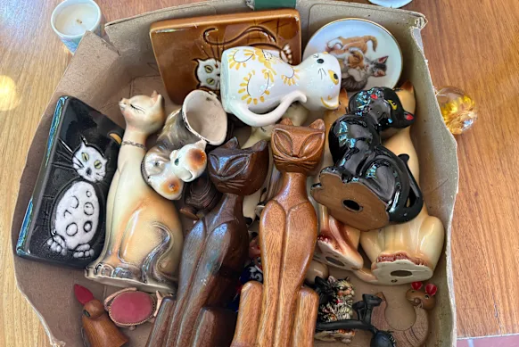 J'ai trouvé une boîte remplie de statues de chats dans mon grenier. Personne ne sait comment ils sont arrivés là, mais j'ai réussi à leur trouver une nouvelle maison.