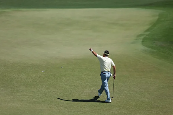Jason Day réagit sur le huitième green.