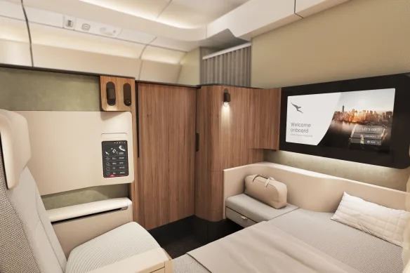 La nouvelle suite de première classe Qantas prévue pour ses vols A350.