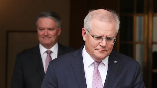 Scott Morrison, avec l'ancien ministre des Finances Mathias Cormann. La TPS du Premier ministre fracture le budget et la fédération