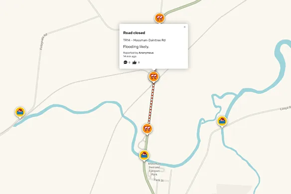 La notification Waze correspondante alertant les conducteurs du danger. 
