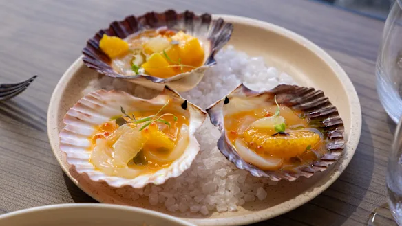 Amy Lane choisit le crudo de pétoncles avec vinaigrette au yuzu. 