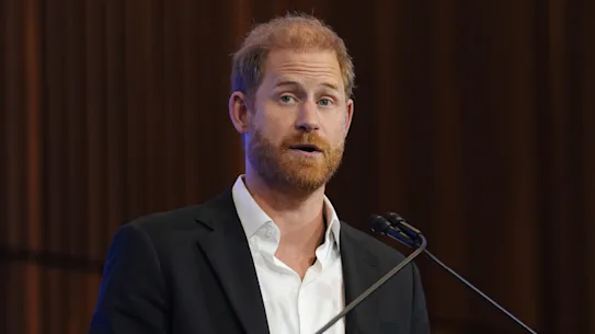 Le prince Harry, duc de Sussex, prononce le discours d'ouverture du sommet InterEdge.