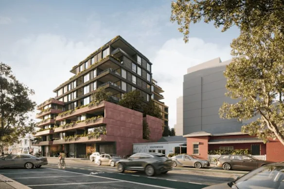 Vue d'artiste du développement proposé par Cobild pour le 159-167 Johnston Street, Fitzroy