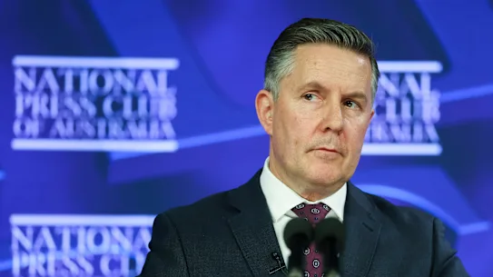 Le ministre de la Santé, Mark Butler, au Press Club mercredi.