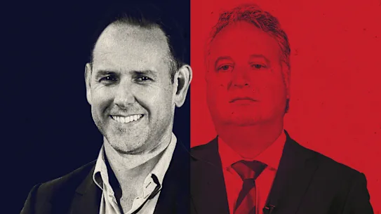 Le directeur exécutif de Stan, Dan Taylor (à gauche), devrait devenir le nouveau PDG du Melbourne Football Club, après le départ soudain de Paul Guerra (à droite).