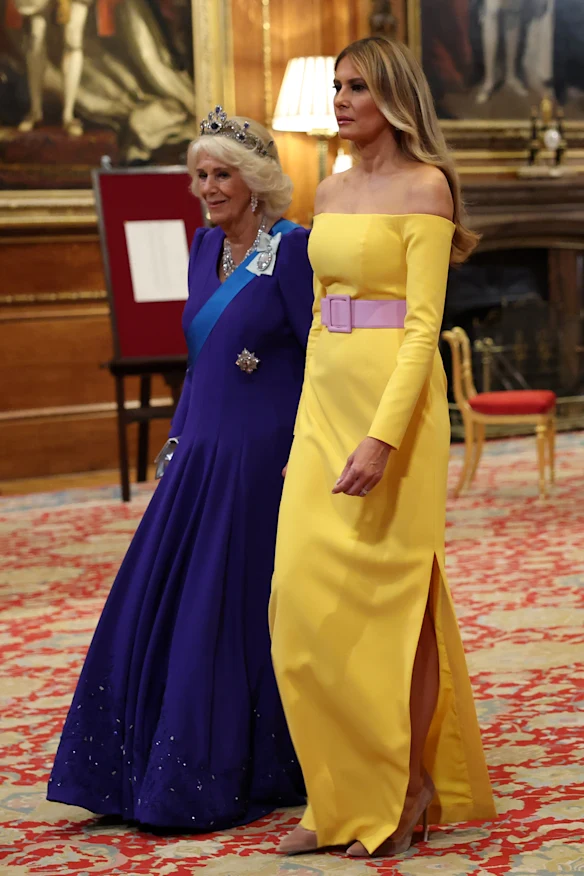 La reine Camilla et la première dame Melania Trump au château de Windsor, le 17 septembre 2025.