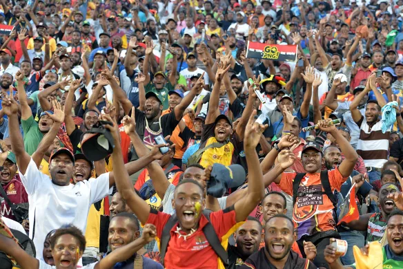 Fans de la ligue de rugby à Port Moresby.