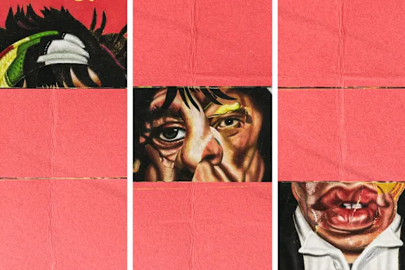 L'œuvre semble être inspirée du jeu d'art surréaliste TheExquisite Corpse. 