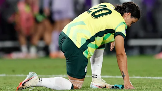 Sam Kerr au coup de sifflet final de la finale de la Coupe d'Asie.