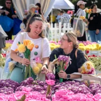 Des milliers de personnes font la queue pour un marché aux fleurs coloré, évasion et joyeux au jardin botanique de Sydney