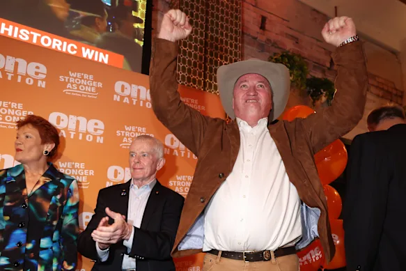 Barnaby Joyce a nargué ses opposants politiques après la victoire de samedi, affirmant que One Nation viendrait ensuite dans l'ouest de Sydney.