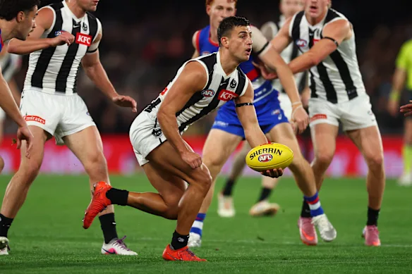 Nick Daicos a remporté la première touche la plus vitale au rebond central pour les Magpies au cours de la dernière décennie en 2023. 