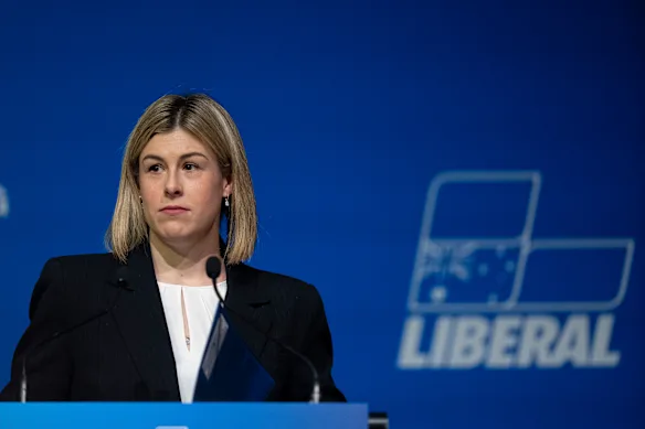 La chef de l'opposition Jess Wilson, photographiée lors de l'assemblée annuelle du Parti libéral en mai.
