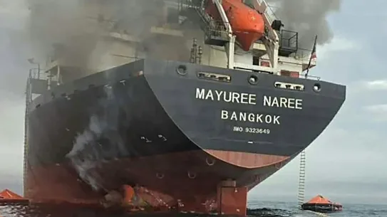 Le cargo Mayuree Naree battant pavillon thaïlandais dans le détroit d'Ormuz le 11 mars.