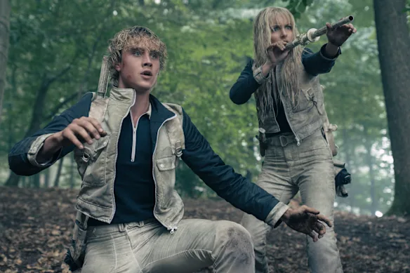 Joseph Zada ​​dans le rôle de Haymitch Abernathy et McKenna Grace dans le rôle de Maysilee Donner dans « The Hunger Games : Sunrise on the Reaping ».