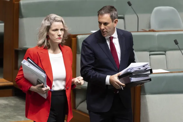La ministre du Logement Clare O'Neil et le trésorier Jim Chalmers.