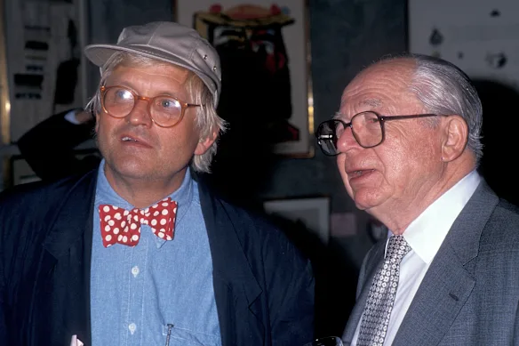 Hockney (à gauche) avec son ami et collectionneur, le réalisateur hollywoodien Billy Wilder en 1989.