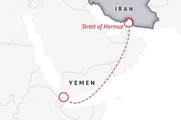 Le détroit de Bab el-Mandeb, à l’embouchure de la mer Rouge, est un autre passage maritime crucial au niveau mondial.