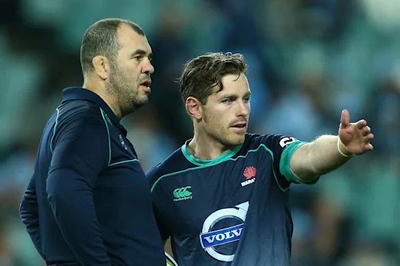 Michael Cheika et Bernard Foley aux Waratahs en 2015.