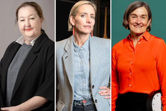 La patronne sortante de Powerhouse Parramatta, Lisa Havilah, la directrice générale par intérim nouvellement nommée Abbie Galvin et la conseillère stratégique Louise Herron.