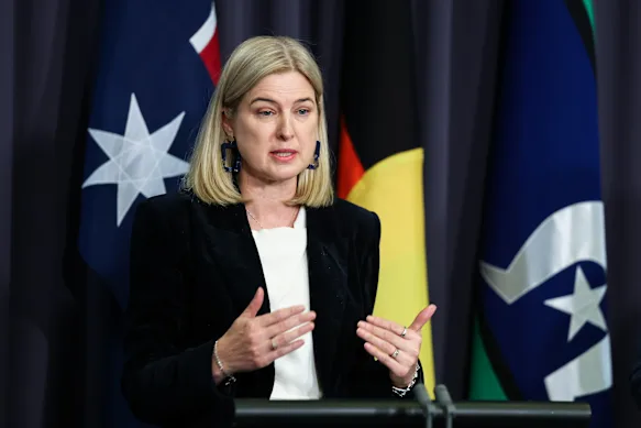La ministre de l'Agriculture, de la Pêche et des Forêts, Julie Collins, s'exprimant mardi matin au Parlement de Canberra. 