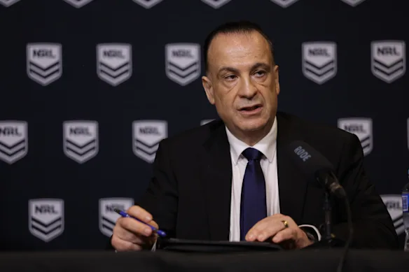Peter V'Landys, président de la Commission de la Ligue australienne de rugby.