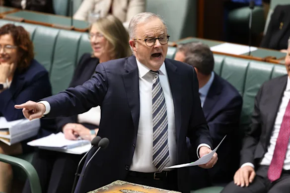 Le Premier ministre Anthony Albanese à l’heure des questions jeudi.